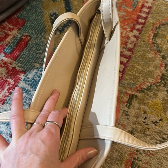 Hot Pink striped Tote / Hand Bag / Satchel. Attachable Crossbody strap. - Picture 12 of 12